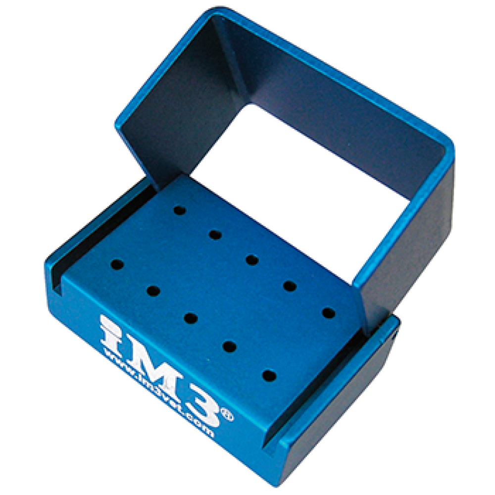 Autoclavable aluminium bur holder for 10 FG burs. The iM3 bur holders
